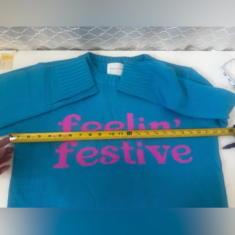 Panache Apparel FEELIN' FESTIVE SWEATER - BLUE Small - Picture 7 of 10